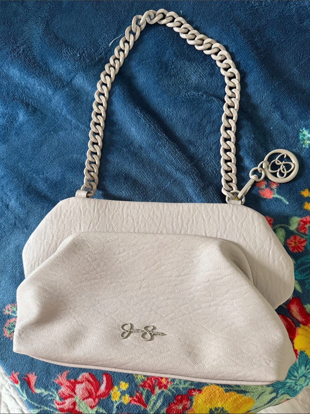 Jessica Simpson Cream Chain-Handle Clutch Wristlet